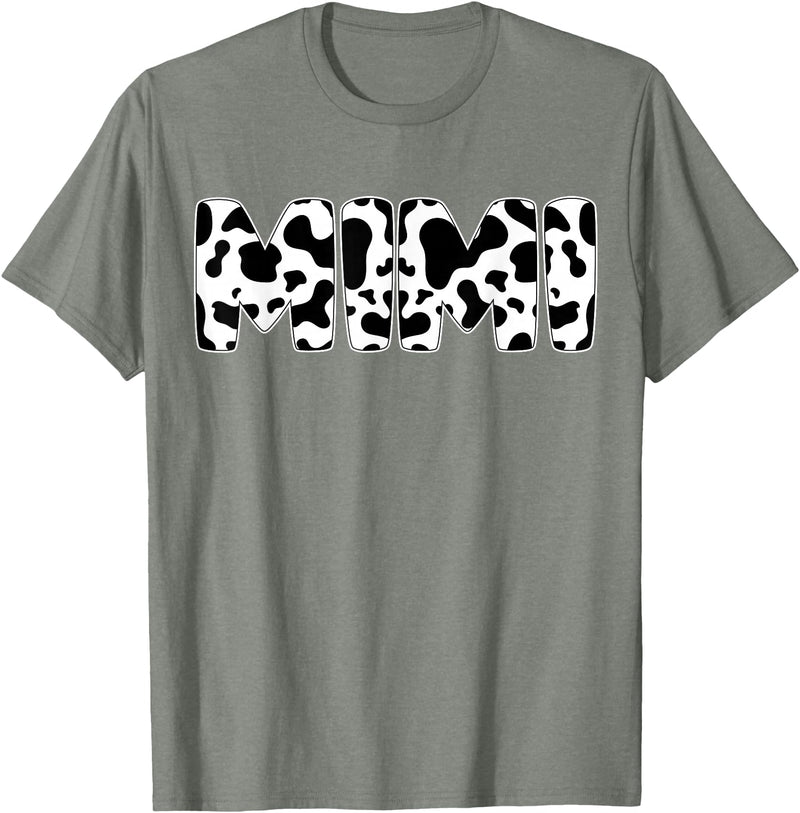 Family Matching Gifts Cow Mimi Cow Print Cow Pattern Mother's Day T-Shirt - Olive Heather