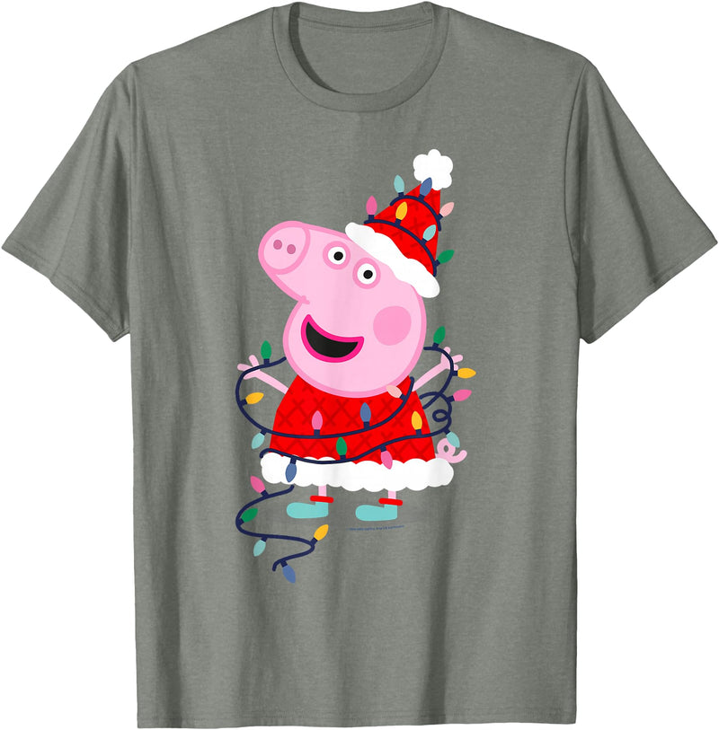 Peppa Pig Christmas Lights T-Shirt - Olive Heather