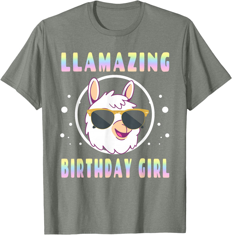 LLama Squad Shirts and Gifts Llama Birthday Girl Party Outfit Amazing Pun Fun Rainbow T-Shirt - Olive Heather