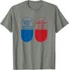 Blue Pill Red Pill Wonderland Rabbit Hole T-Shirt in Olive Heather