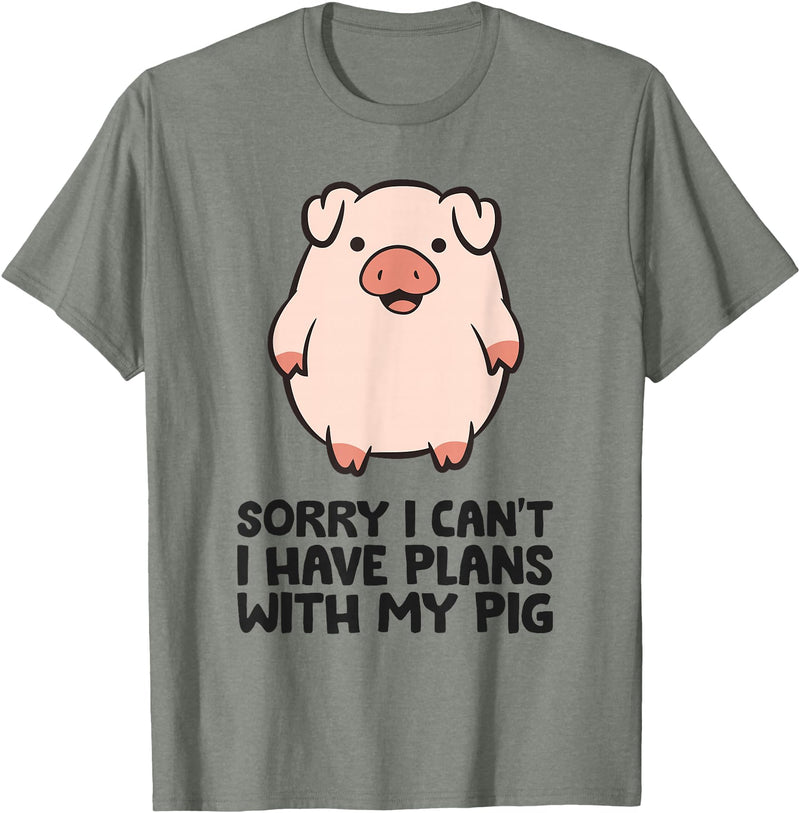 Pig Lover and Pig Farmer Gifts And Tees Pig Farmer Sorry I Can't I Have Plans With My Pig T-Shirt - Olive Heather