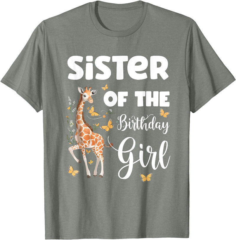 Giraffe Birthday Party by LazyPanda Giraffe Sister of the Birthday Girl Matching Family T-Shirt - Olive Heather