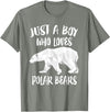 Polar Bear Lover Gift Just A Boy Who Loves Polar Bears T-Shirt Bear Lover Gift T-Shirt - Olive Heather