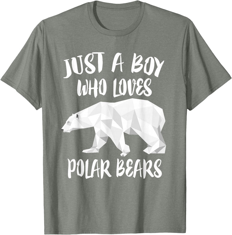 Polar Bear Lover Gift Just A Boy Who Loves Polar Bears T-Shirt Bear Lover Gift T-Shirt - Olive Heather