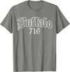 Buffalo NY by Kruzelly Vintage Buffalo New York 716 T-Shirt - Olive Heather