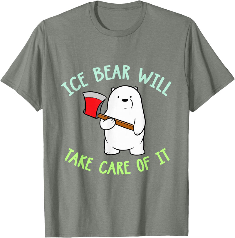 PeeKay Apparel - Fun Ice Bear Will Take Care Of It T-Shirt - Olive Heather