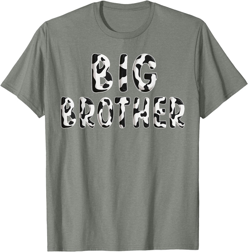 Cow Pattern Print Family Matching Birthday Shirts Cow Big Brother Birthday Family Matching Fathers Day Boy T-Shirt - Olive