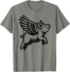 Funny Pig Humor by TKsTees Funny Flying Pig Oink Aviator T-Shirt - Olive Heather