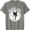 Funny Rock on Bunny Rabbit Shadow Puppet Rock N Roll Hand T-Shirt in Olive Heather
