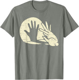 Funny Rabbit Animal Bunny Lover Shadow Play Pun Gift T-Shirt in Olive Heather