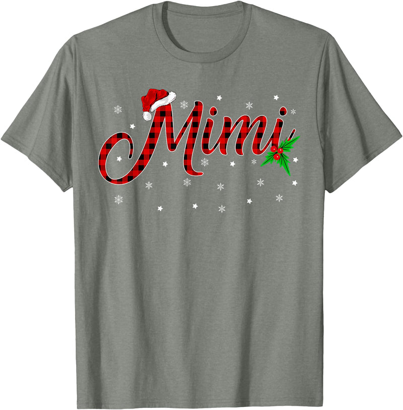Buffalo Plaid Matching Christmas Pajamas Gifts Funny Matching Family Buffalo Plaid Mimi Christmas Pajama T-Shirt - Olive
