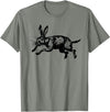 Jackrabbit Bunny Rabbit Hare Minimalist Animal Drawing T-Shirt in Olive Heather