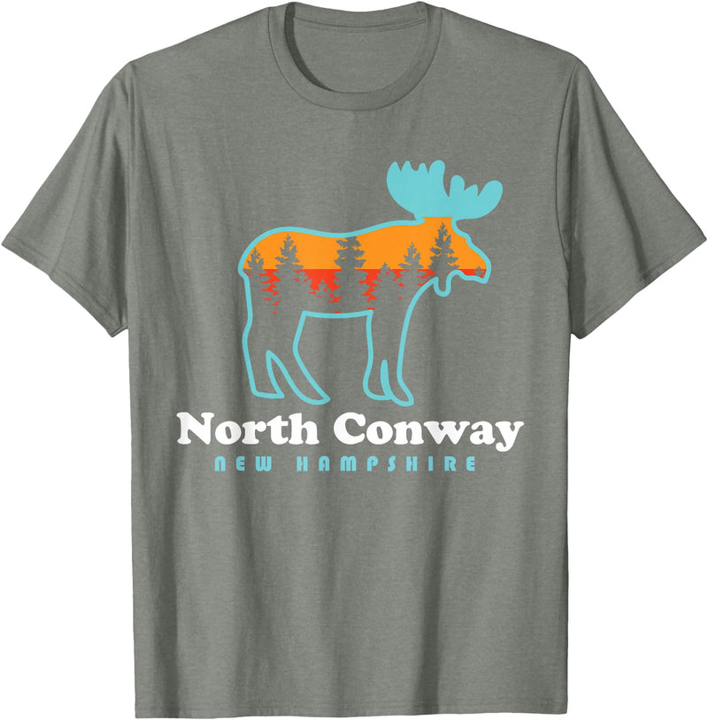 North Conway NH North Conway New Hampshire Moose Mountains T-Shirt - Olive Heather