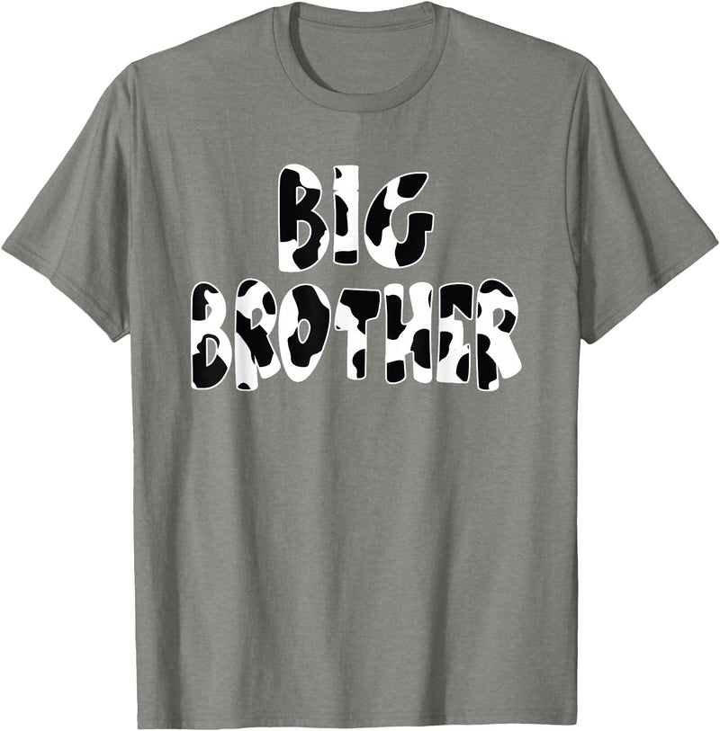 funny saying Gifts for Family Members and more Big Brother Cow Print Cow Pattern T-Shirt - Olive Heather