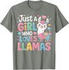 Funny Adorable Llama Lover Just a Girl Who Loves Cute Llamas Gifts for Girls Kids T-Shirt - Olive Heather