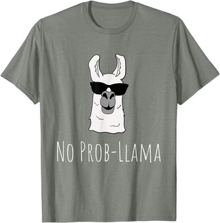 Llama Mama Apparel No Prob-Llama No Problem Cute Funny Cool Llama Alpaca Gift T-Shirt - Olive Heather