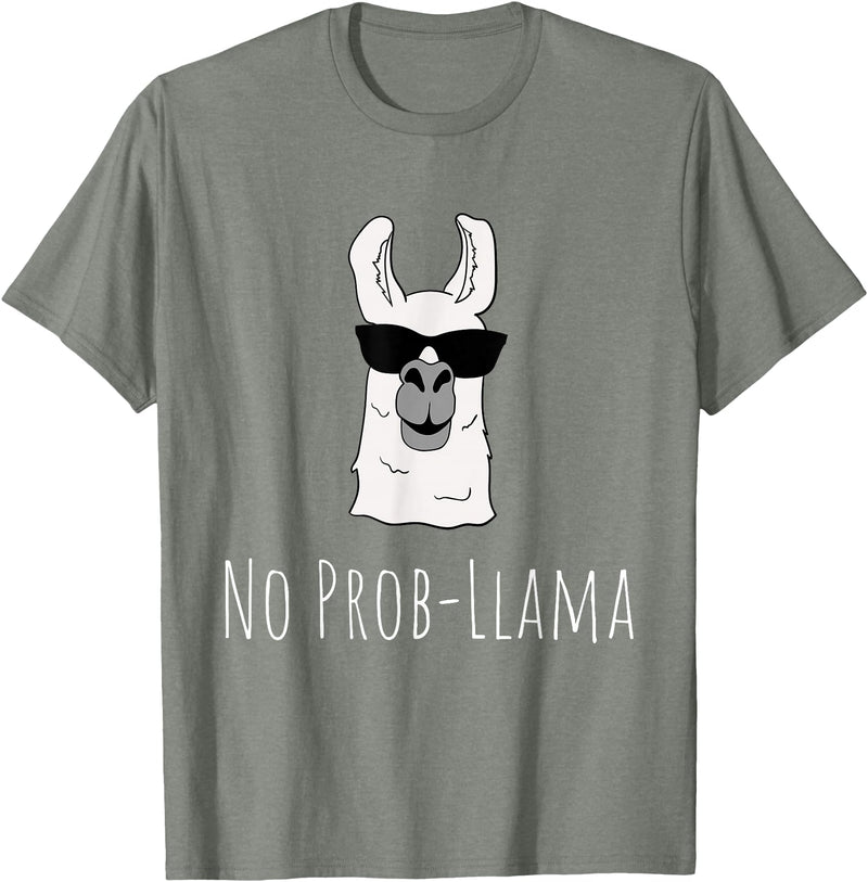 Llama Mama Apparel No Prob-Llama No Problem Cute Funny Cool Llama Alpaca Gift T-Shirt - Olive Heather