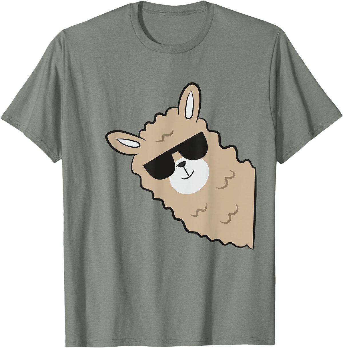 Funny Llama And Alpaca Gifts Cute Llama Alpaca with Sunglasses Funny Llama T-Shirt - Olive Heather