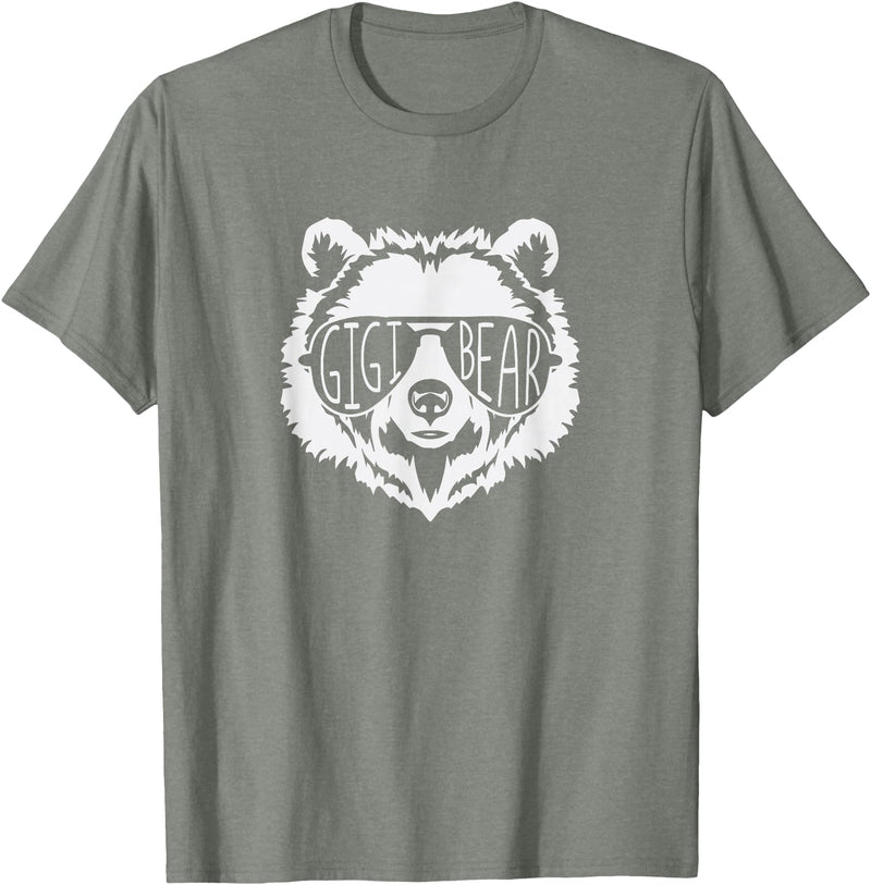 gigi Bear Family Apparel Gigi Bear Face with Sunglasses T-Shirt - Olive Heather