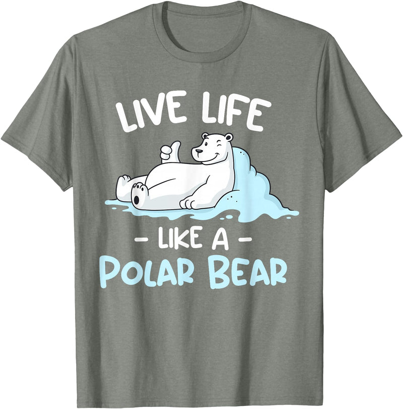 Polar Bear Designs Polar Bear Design | Live Life Like a Polar Bear T-Shirt - Olive Heather