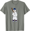 GrafixJoker Baseball Polar Bear Pete T-Shirt - Olive Heather
