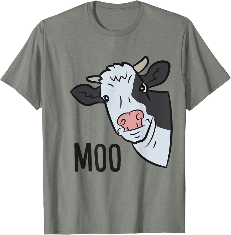 Cow Farm Animal Tees For Cow Lovers Cow Moo Farm Animal Funny Cow T-Shirt - Olive Heather