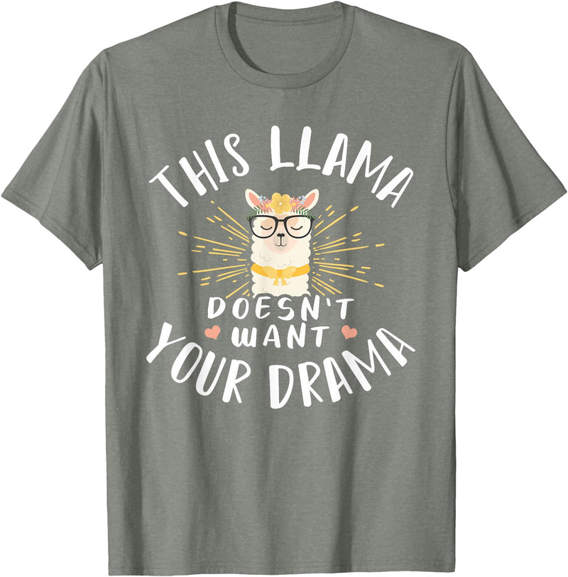 Cute Llama And Alpaca Animal Design Ideas Dieses Lama Wanna dein Drama nicht T-Shirt - Olive Heather