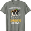 Funny Gift Idea for Sunflower and Cow Lovers Easily Distracted By Sunflowers and Cows T-Shirt - Olive Heather