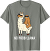The Llama Lover No Prob-llama Cute No Prob Llama T-Shirt - Olive Heather
