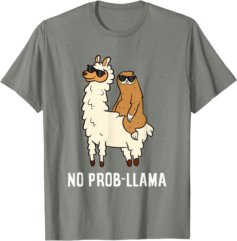 The Llama Lover No Prob-llama Cute No Prob Llama T-Shirt - Olive Heather