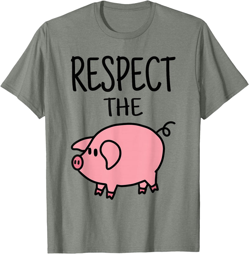 Pig Lover I Swine I Piggy I Children Pig Respect the Pig I Sweet Pig I Children T-Shirt - Olive Heather