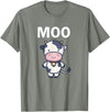 Moo Cow Funny Farmer Cow for Adults Kids Boys and Girls T-Shirt - Olive Heather