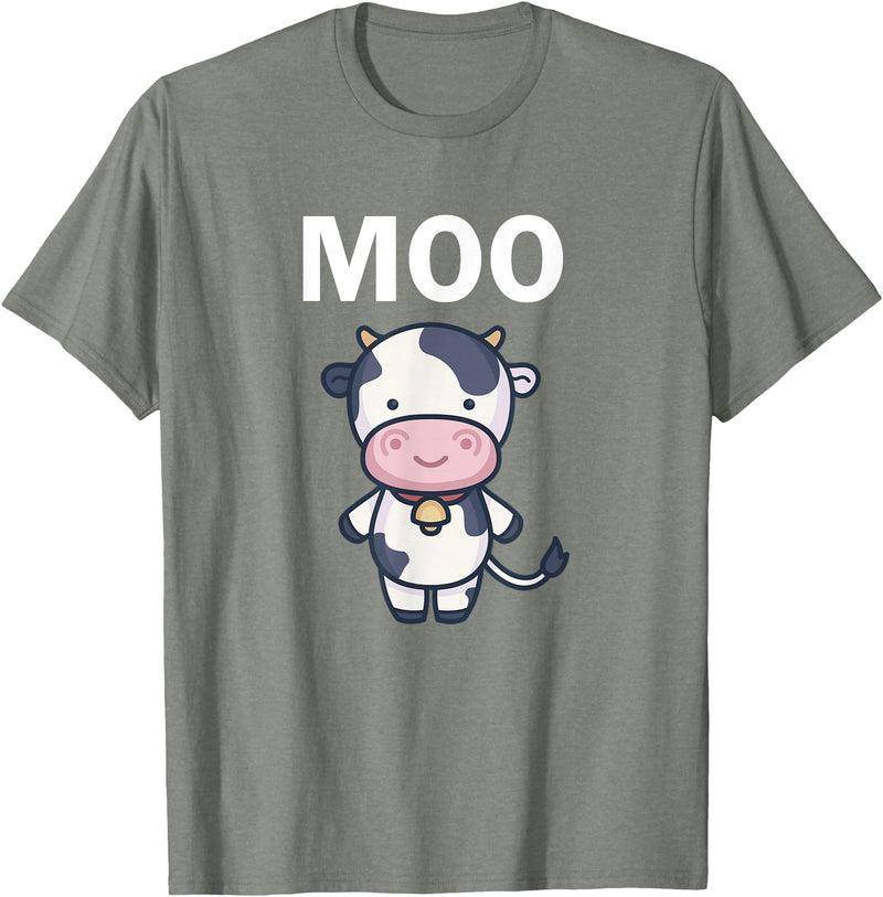 Moo Cow Funny Farmer Cow for Adults Kids Boys and Girls T-Shirt - Olive Heather