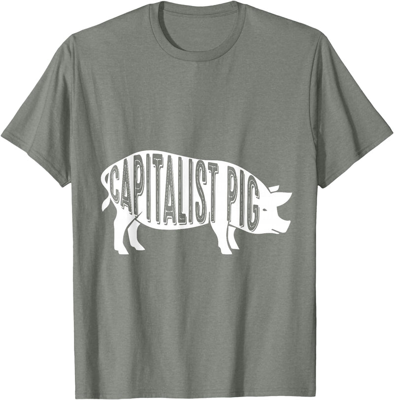Capitalism Co Capitalist Pig - Fun Novelty Tshirt for Entrepreneurs T-Shirt - Olive Heather