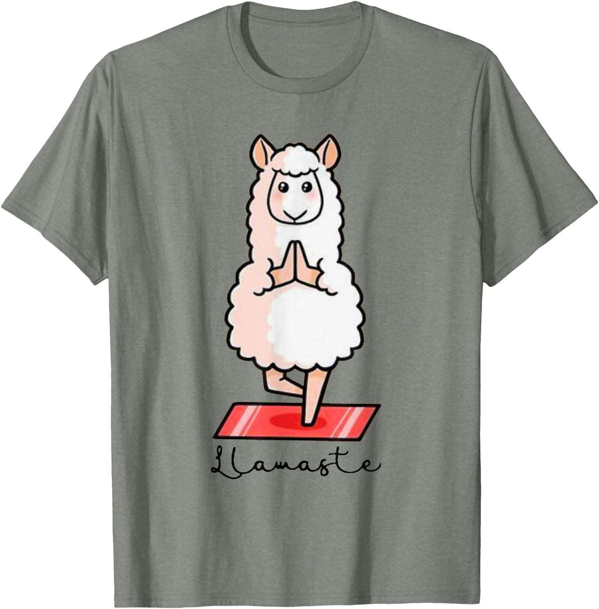 Dibba Designs Llamaste Llama Alpaca Yoga Exercise Fitness Gym Workout T-Shirt - Olive Heather