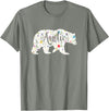 All in the Bear Family Aunt Auntie Bear Floral Flowers Pattern Fun Gift T-Shirt - Olive Heather
