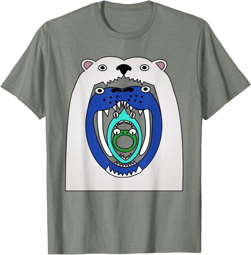 Cute designs for kids Polar Bear Food Chain Funny Kids T-Shirt T-Shirt - Olive Heather