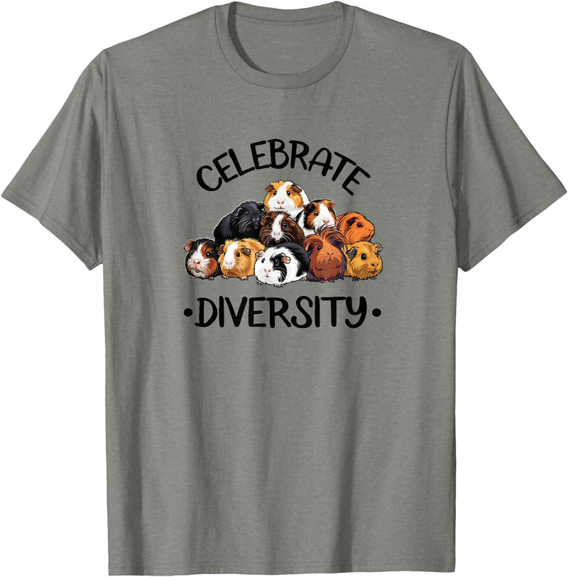 Funny Cavy Mom Love Gifts T Shirts & Hoodies Celebrate Diversity Kids Cute Wheek Merch Guinea Pig Lover T-Shirt - Olive Heather