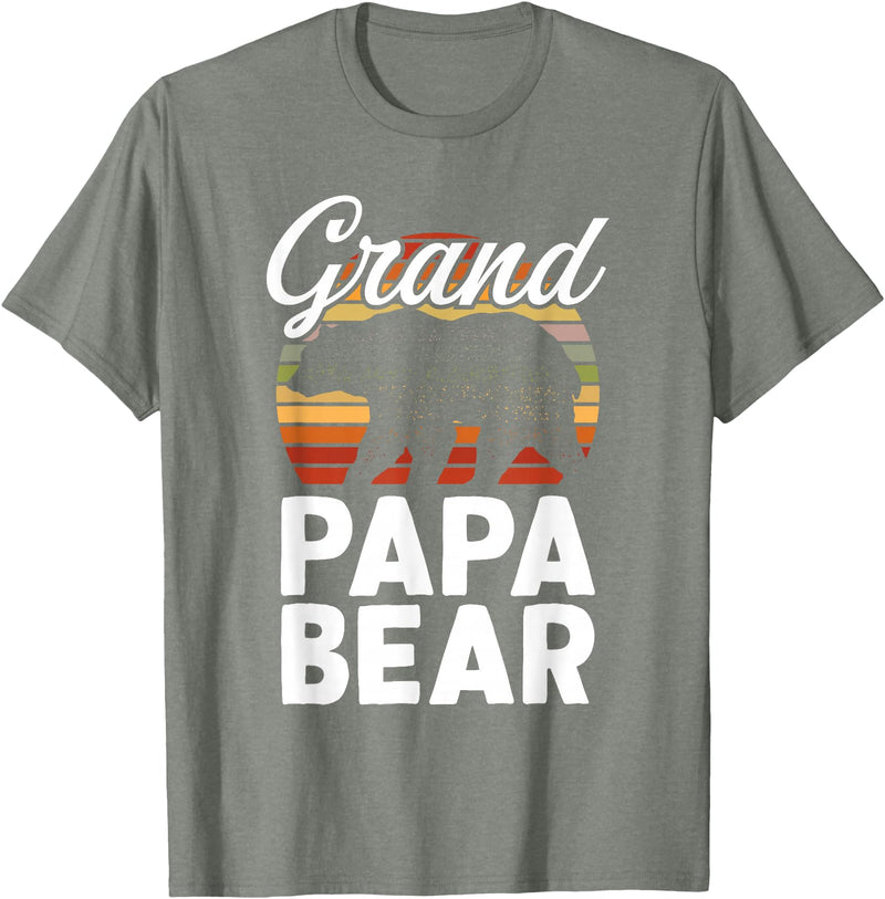Crazy Grandpa Apparel & Gifts Fun Grandpa Animal Sunset Graphic - Grandpapa Bear T-Shirt - Olive Heather