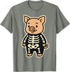 Spooky Cute Cartoon Animals in Halloween Outfits Funny Pig Skeleton Costume for Kids Boys Girls Halloween T-Shirt - Olive Heather