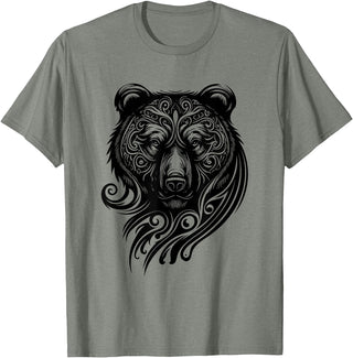 Best Tribal Tattoo Designs I Trends I Born for Art Bear Grizzly Nordic Indian Celtic Mythology Wild Animal Fan T-Shirt - Olive Heather
