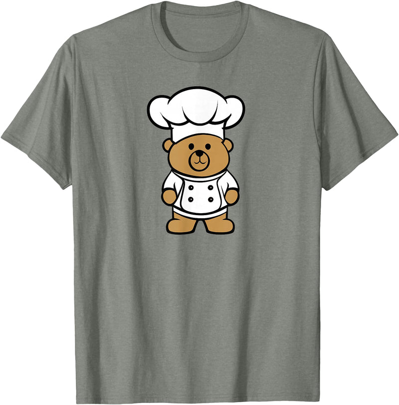 Bear In A Chef Hat - Cute Chef Bear Chef Bear - Cute Bear In A Chef's Hat Bear Chef T-Shirt - Olive Heather