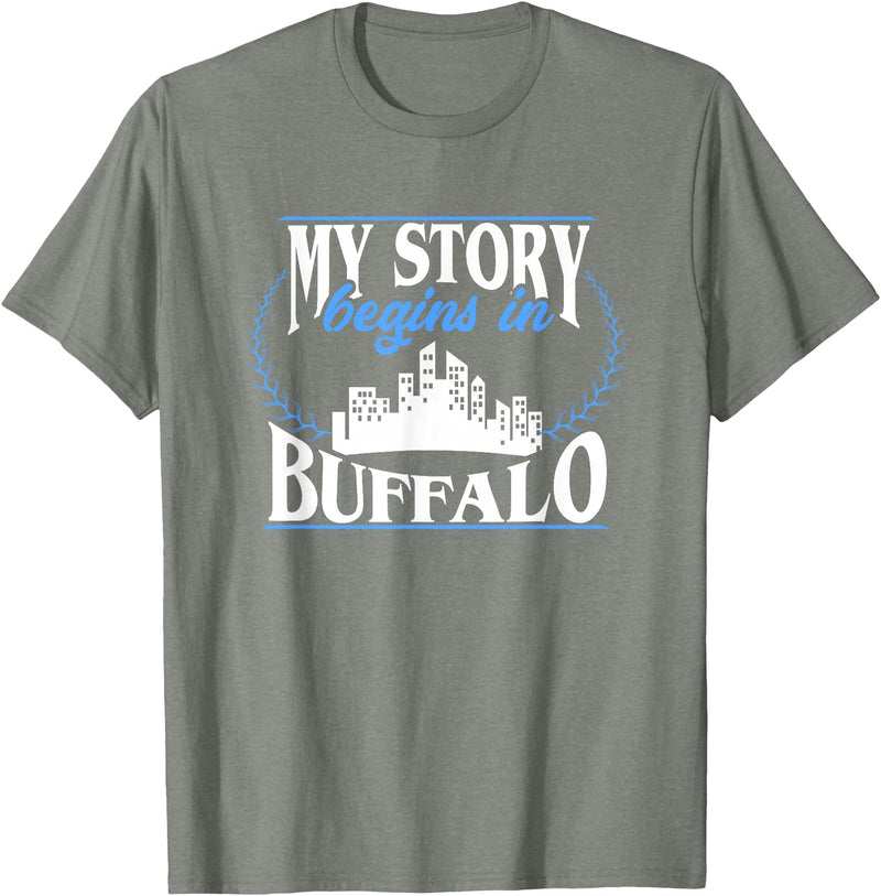 City Designs by Dennex Born in Buffalo T-Shirt - Olive Heather