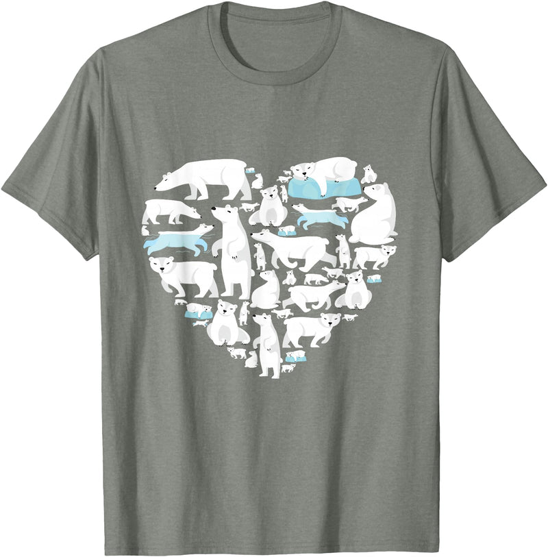 Polar beart lover heart gifts idea kids boys girls Polar Bear Lover Polar Bear Heart Valentine Gift Men Women T-Shirt - Olive Heather