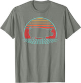 Pig Retro Vintage Style Pig Lover Farmer Farm Animal Retro Vintage 80s Style T-Shirt - Olive Heather