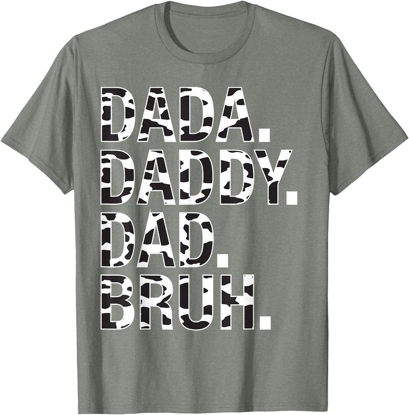 Highland Cow Dad Shirt Dad Cow Print Father's Day Dad Dada Daddy Bruh Papa Cow Daddy Love Cows Dad Cow Print T-Shirt - Olive