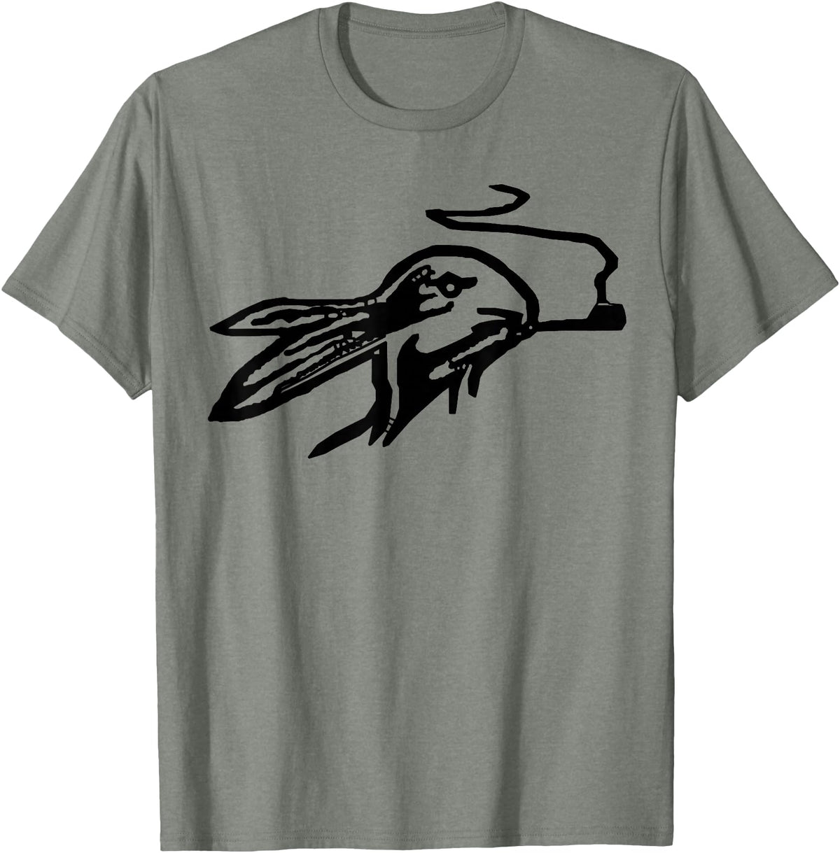 Rabbit Smoking a Pipe T-Shirt in Olive Heather