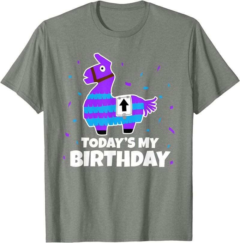 Todays My Bday LLama Tees Cute Birthday Llama Funny Bday Animal Party T-Shirt - Olive Heather