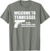 Welcome To Tennessee Bear Arms Gifts Welcome To Tennessee Pro Gun T-Shirt - Olive Heather
