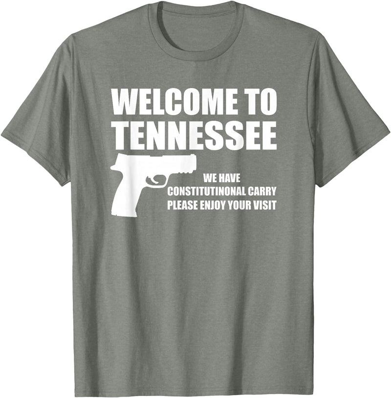 Welcome To Tennessee Bear Arms Gifts Welcome To Tennessee Pro Gun T-Shirt - Olive Heather